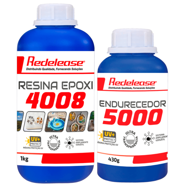 Resina Epoxi 4008 Baixa Visc. ULTRA TRANSPARENTE e Proteção UV c/ Endurecedor (1,430Kg)