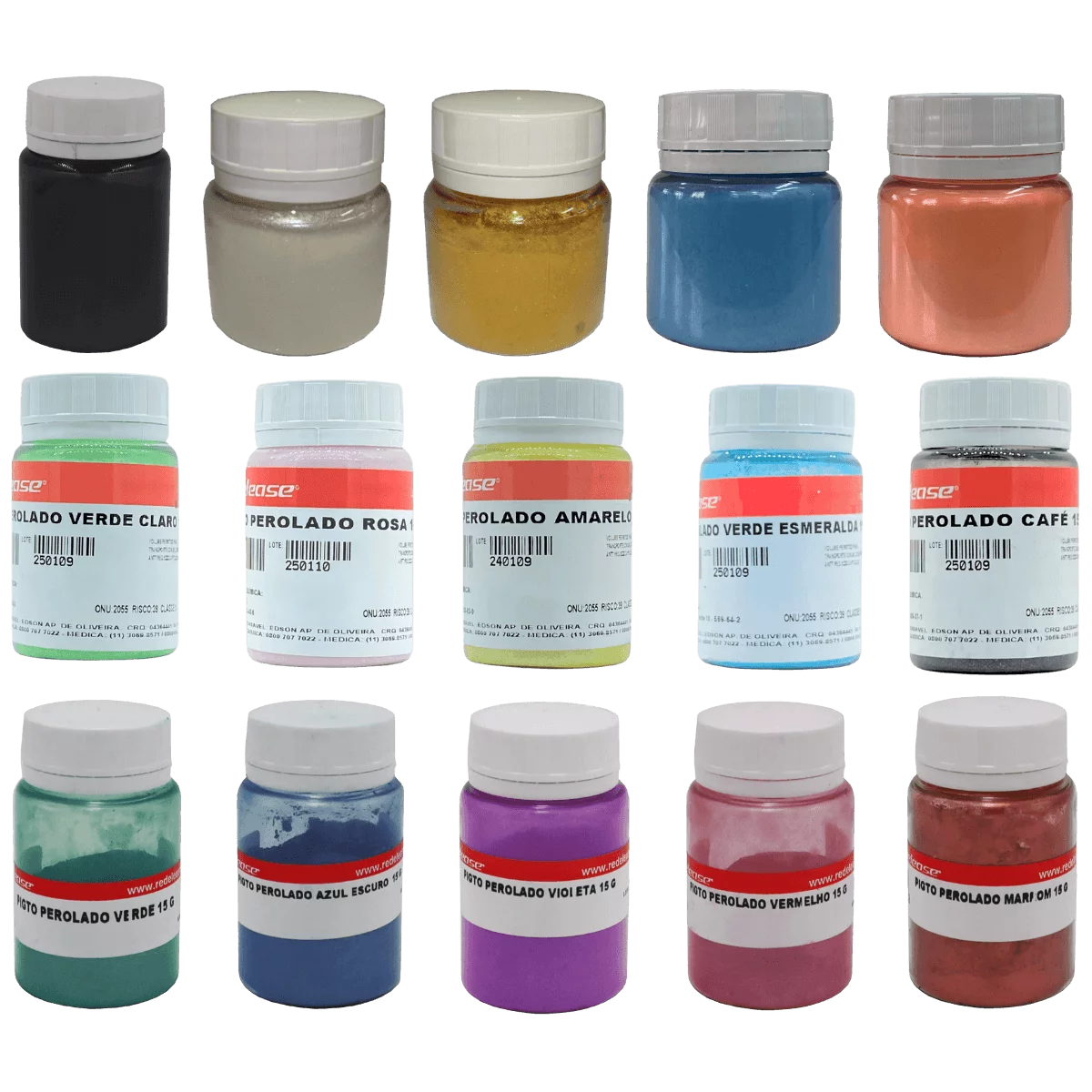 Pigmento em Pó 15g - Kit Completo Todas as Cores 15und.